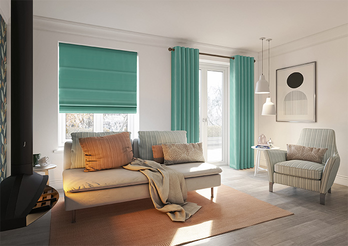 Akoya Faux Silk, Lustre Emerald Green - Motorised Roman Blind - Image 6